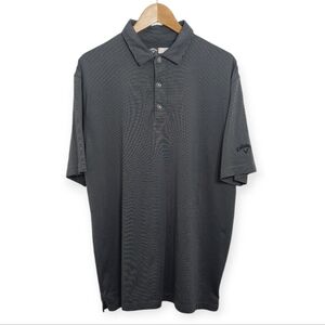 Callaway Men's Size Large Polo Shirt Golf Opti-Dri Gray Black Pin Striped